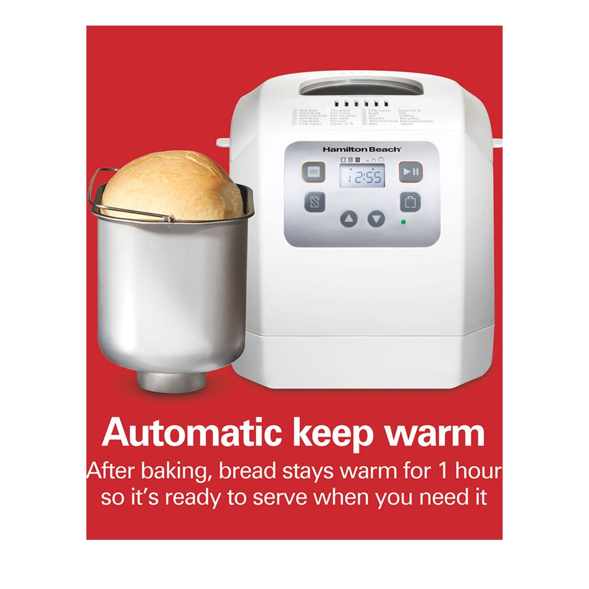 HAMILTON BEACH - Máquina para hacer pan de 2lb blanca