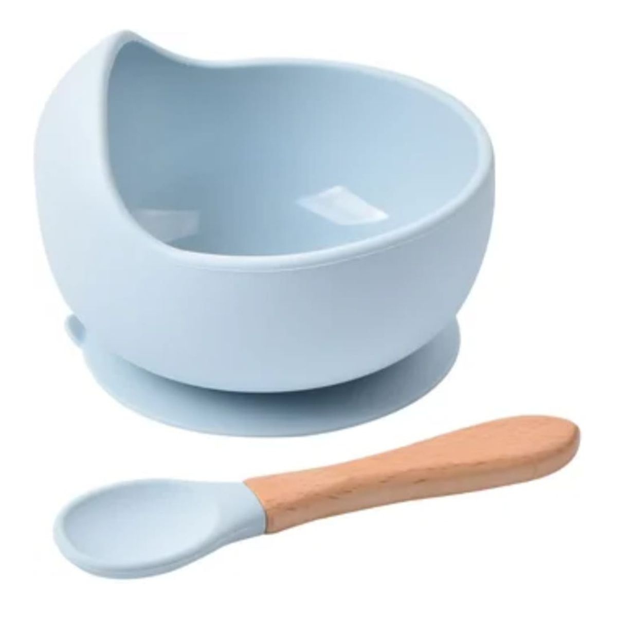 GENERICO - Vajillas para bebe con cuchara y vaso en silicona azul