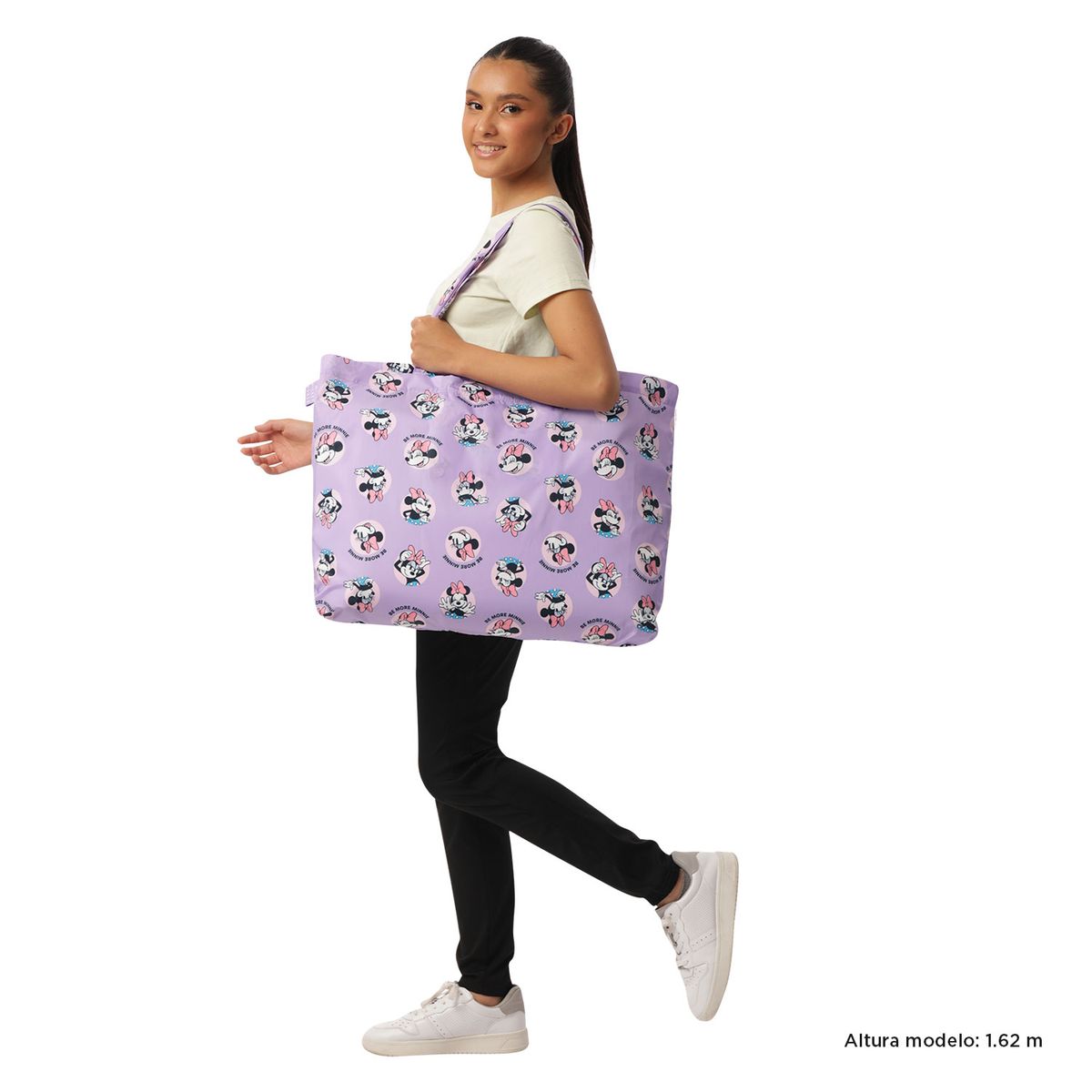 TOTTO - Shopping bag plegable Minnie Mouse Morado