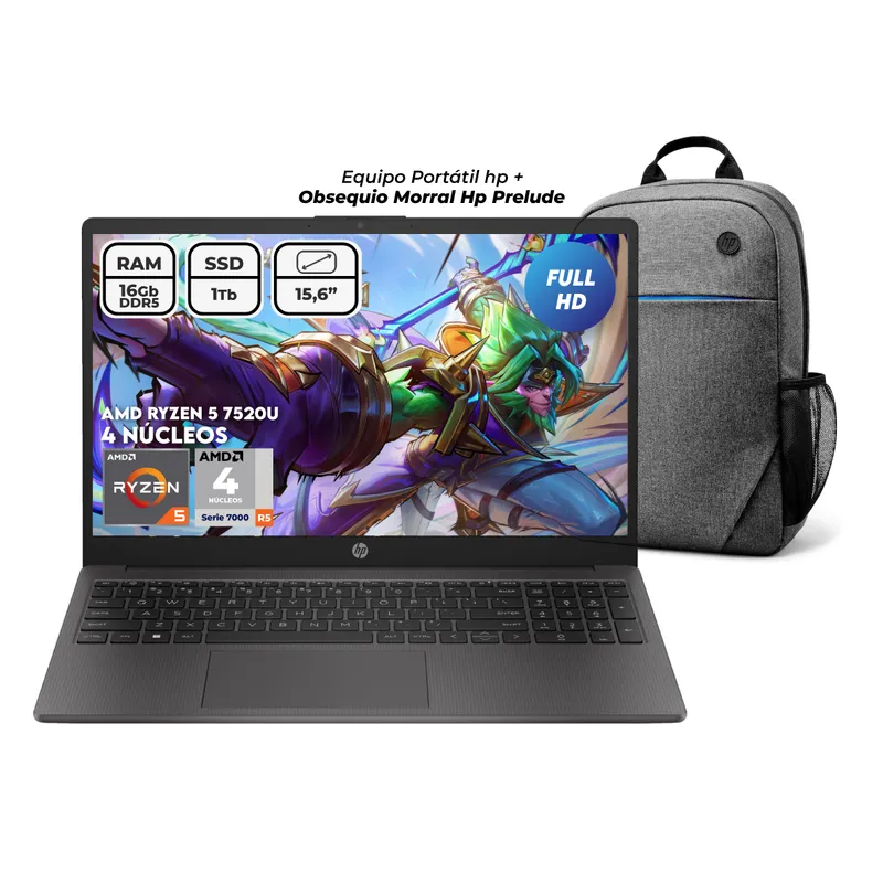 HEWLETT PACKARD - Portátil Hewlett Packard Amd R5 7520u Ram 16gb Ssd 1tb
