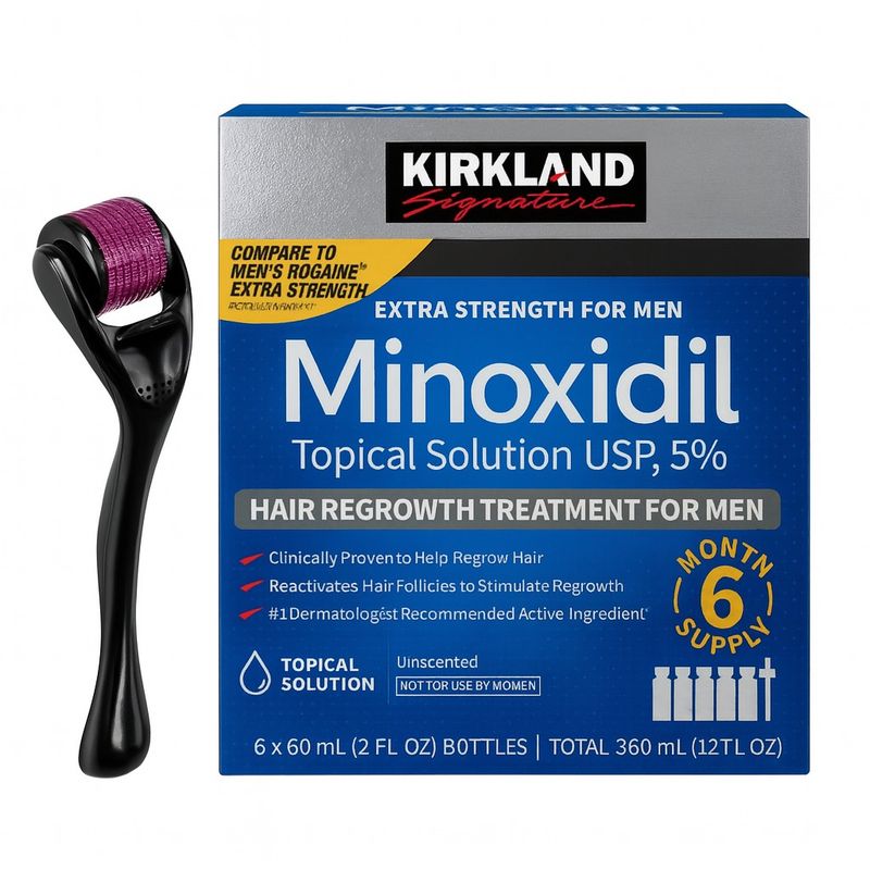 SIGNATURE - Minoxidil Topical Kirkland X6 frascos + Dermaroller