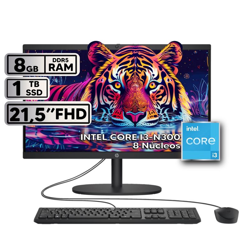 HP - TODO EN UNO HP INTEL CORE I3-N300 8GB RAM 1TB SSD PANTALLA 215 FHD BLACK
