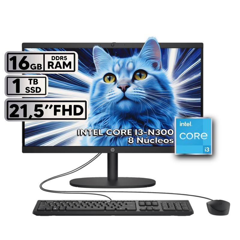 HP - TODO EN UNO HP INTEL CORE I3-N300 16GB RAM 1TB SSD PANTALLA 215 FHD BLACK