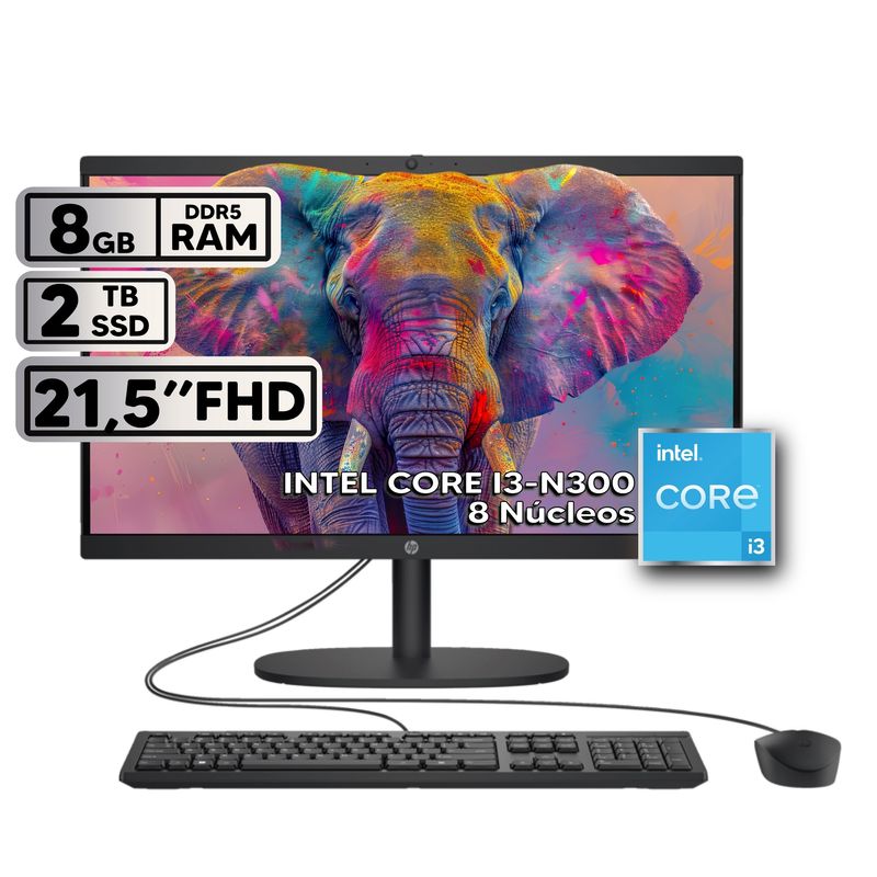 HP - TODO EN UNO HP INTEL CORE I3-N300 8GB RAM 2TB SSD PANTALLA 215 FHD BLACK