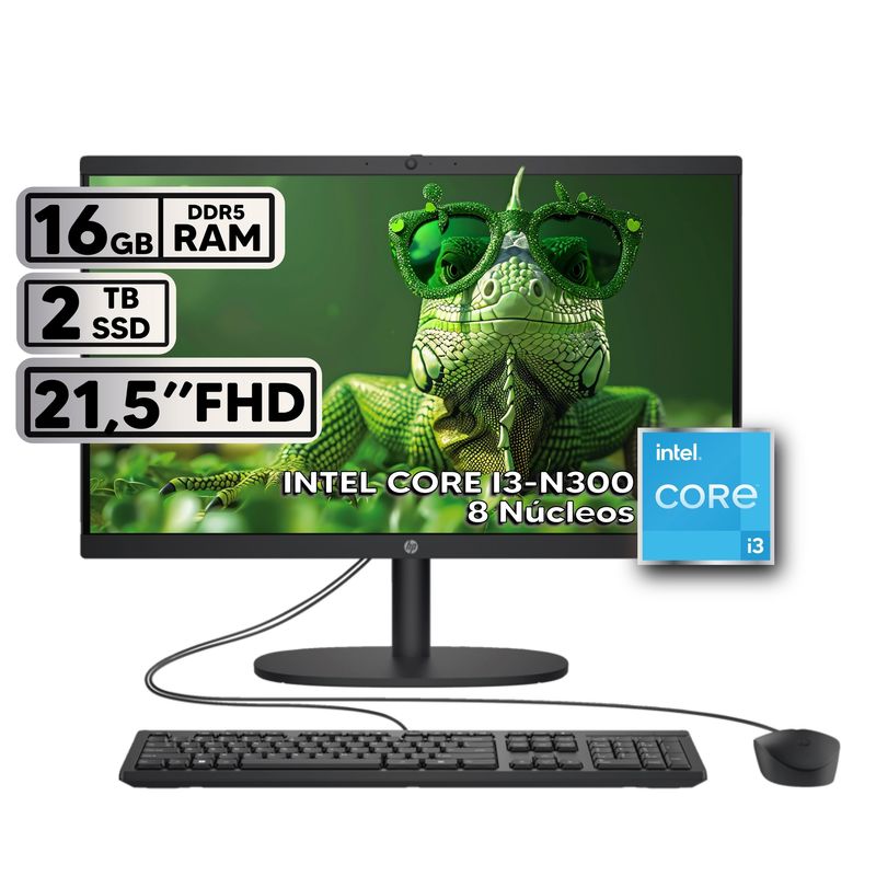 HP - TODO EN UNO HP INTEL CORE I3-N300 16GB RAM 2TB SSD PANTALLA 215 FHD BLACK