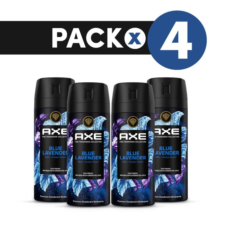 AXE - Pack 4 Desodorantes Axe Aerosol Blue Lavender