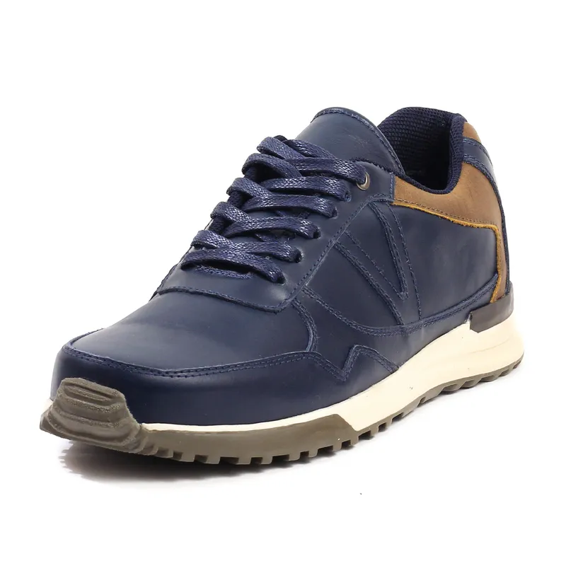 VIAR - Tenis en Cuero Para Hombre VIAR Freddy Azul x Café