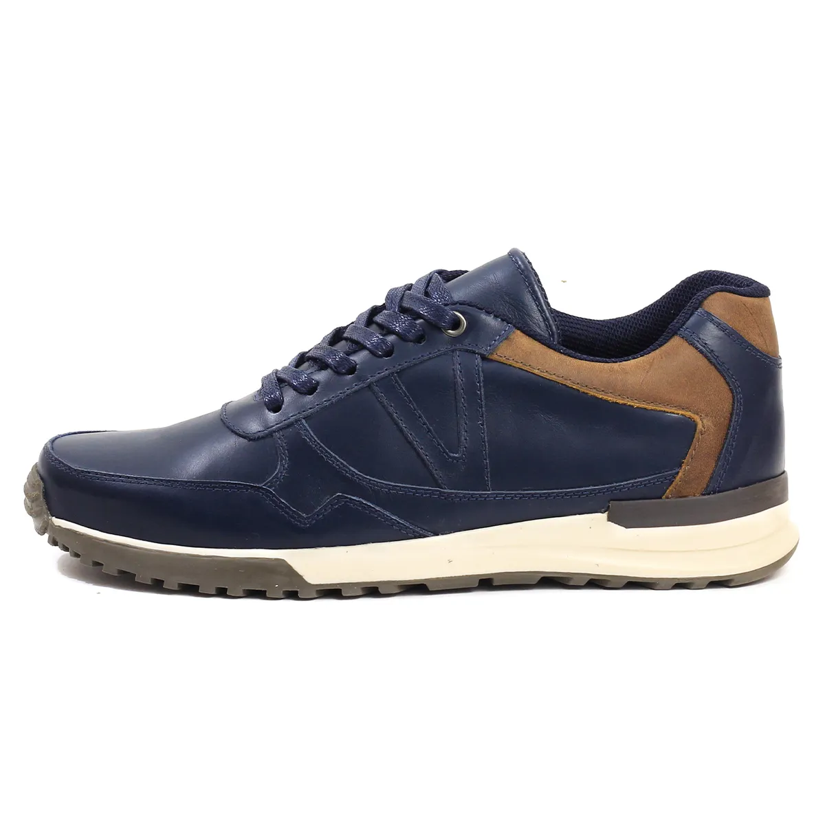 VIAR - Tenis en Cuero Para Hombre VIAR Freddy Azul x Café