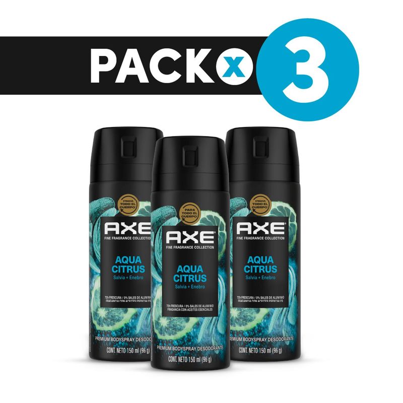 AXE - Pack 3 Desodorantes Axe Aerosol Aqua Citrus