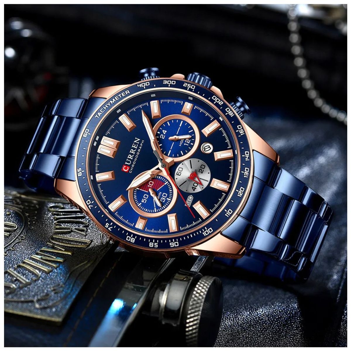 CURREN - Reloj CURREN Cronógrafo 8418 Para Hombre - Azul