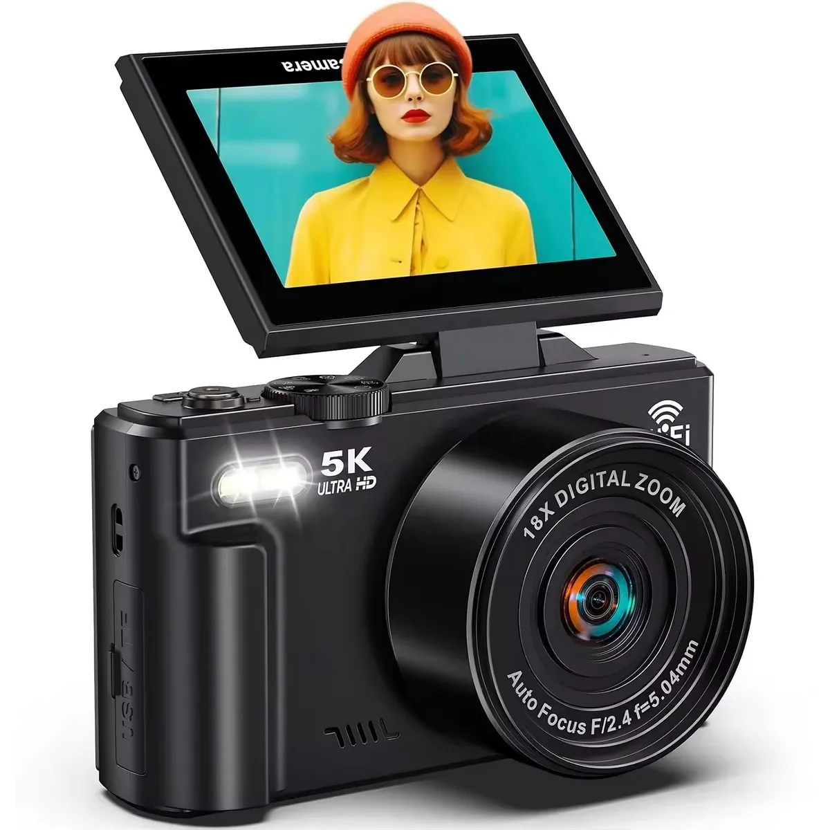 GENERICO - Camara Digital 5k 75mp Zoom 18x Pantalla Abatible Wifi