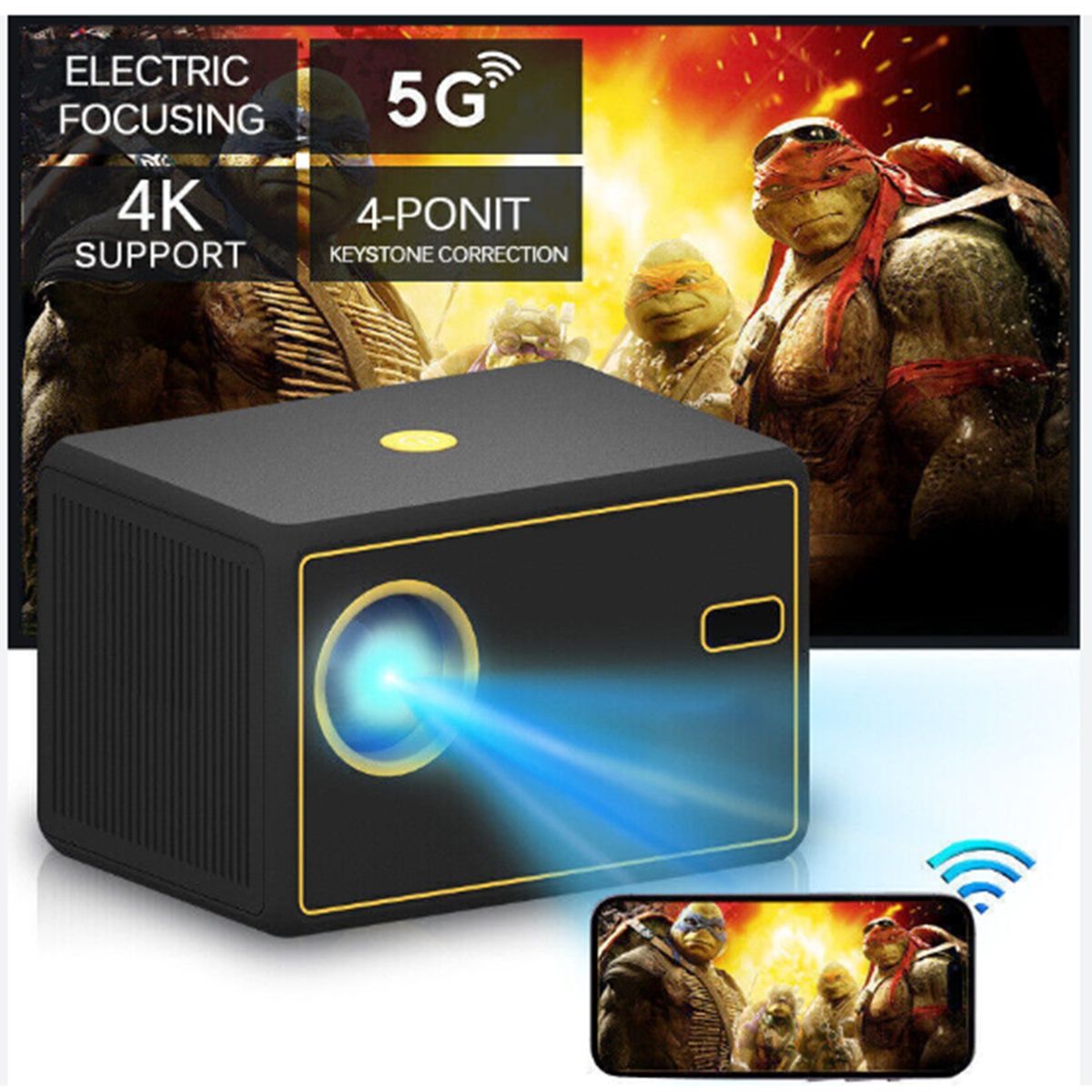 GENERICO - Proyector Android Y7 5000 Lumens Zoom Ajustable