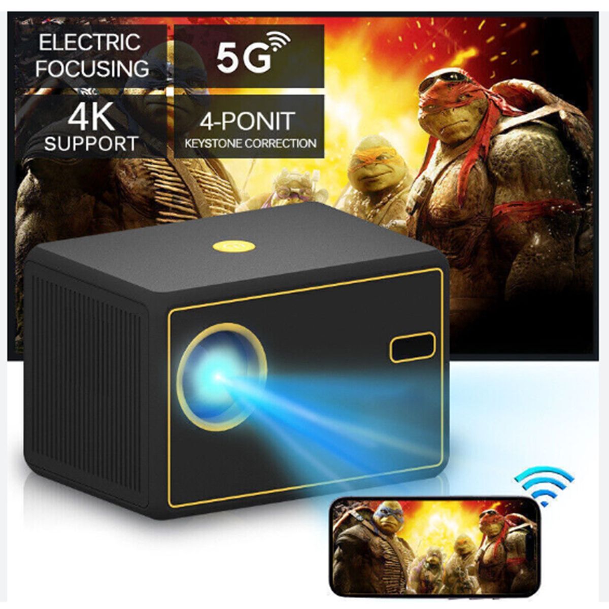 GENERICO - Proyector Android Y7 5000 Lumens Zoom Ajustable