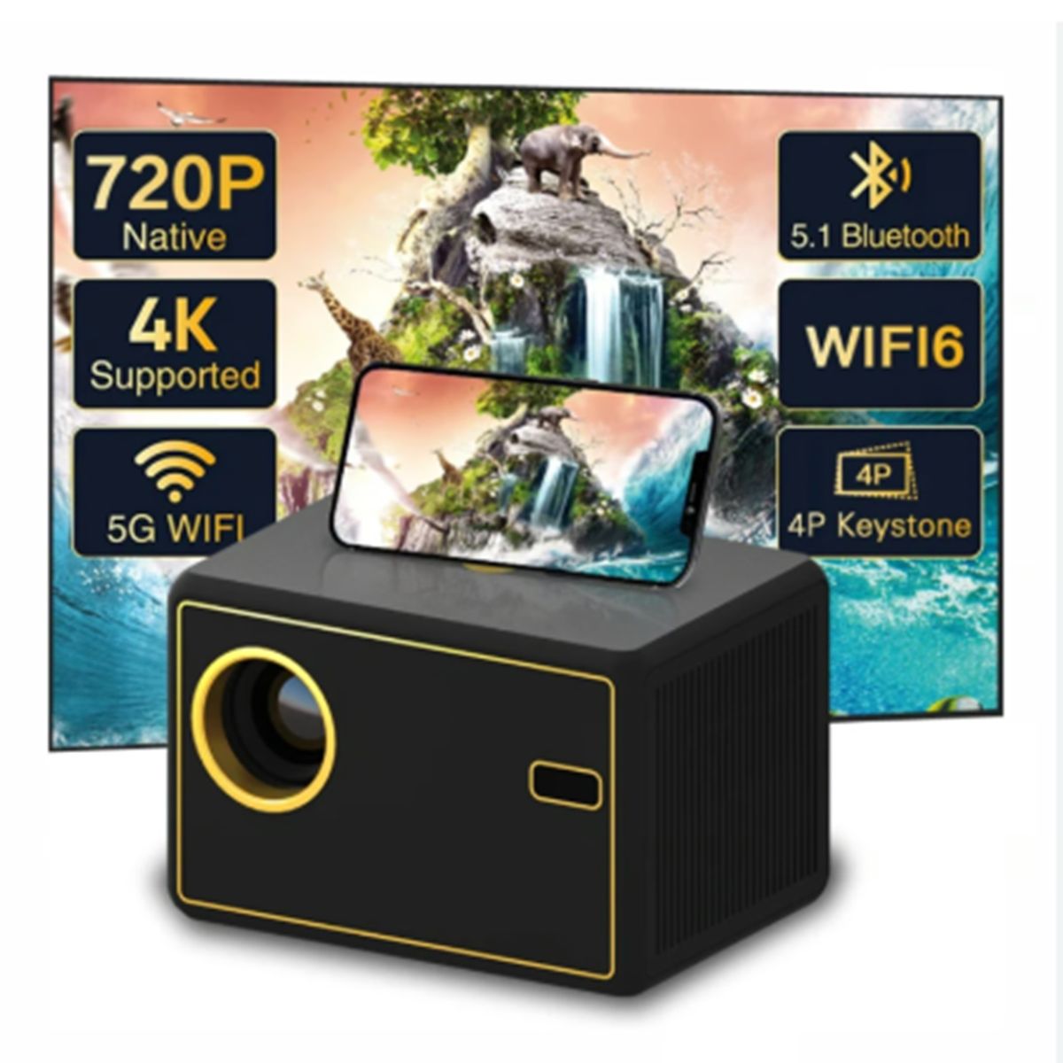 GENERICO - Proyector Android Y7 5000 Lumens Zoom Ajustable