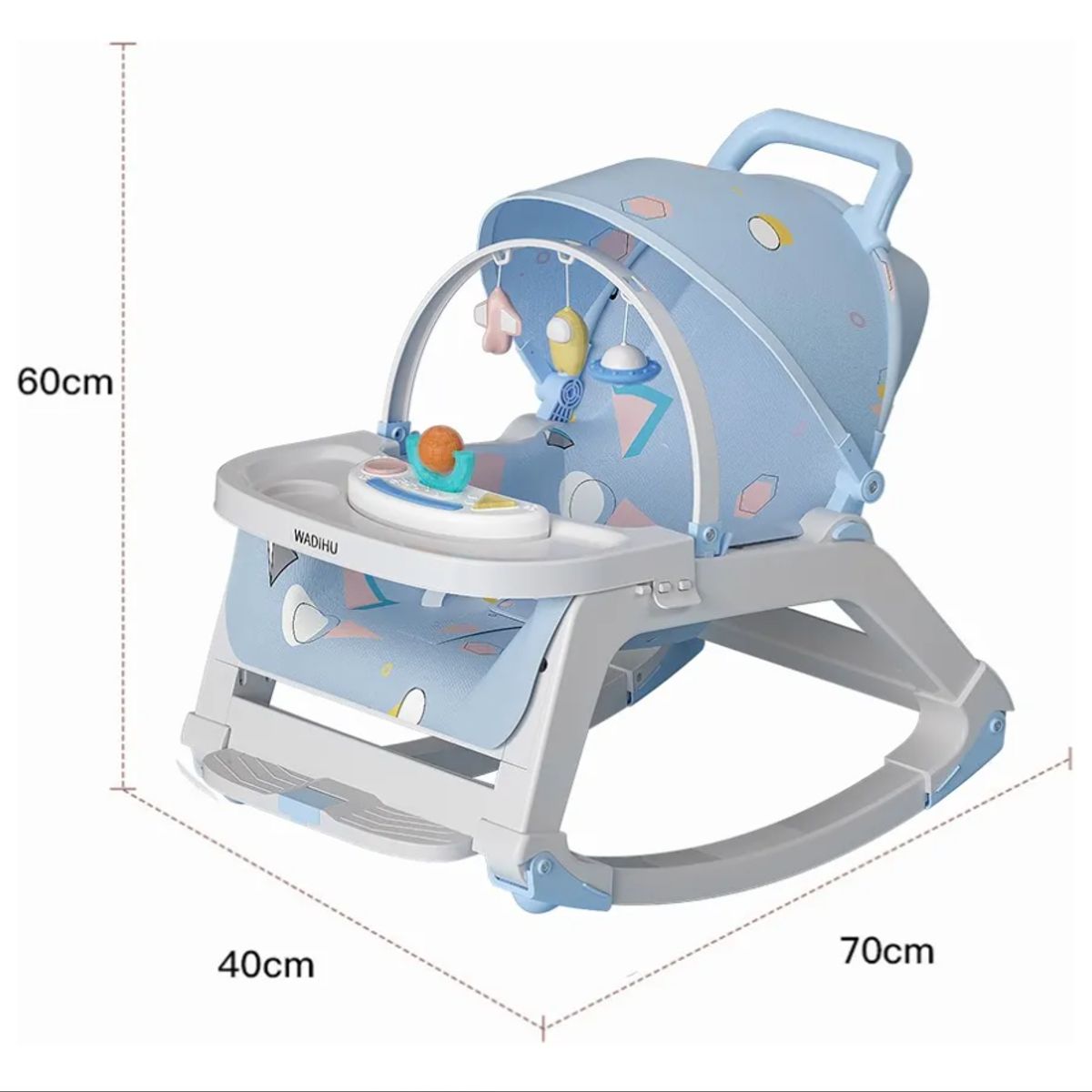 BEBESITOS - SILLA MECEDORA PARA BEBE CON COMEDERO 5 EN 1
