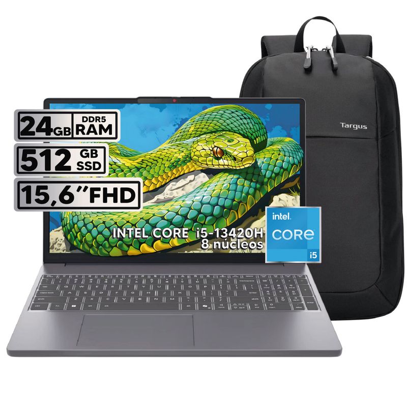 LENOVO - PORTÁTIL LENOVO INTEL CORE I5-13420H 24GB RAM 512GB SSD 153 FHD WUXGA + BOLSO TARGUS