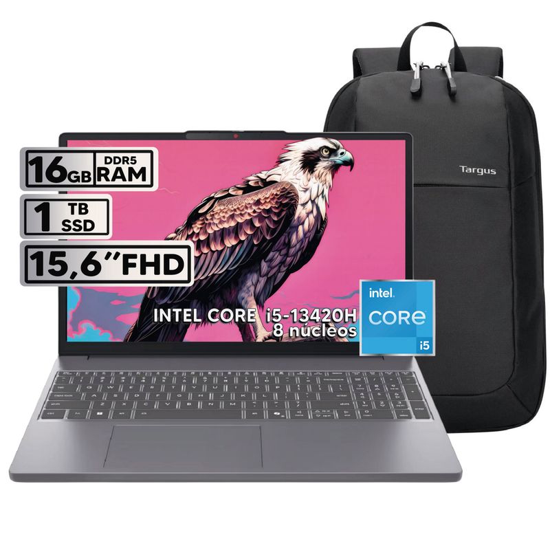 LENOVO - PORTÁTIL LENOVO INTEL CORE I5-13420H 16GB RAM 1TB SSD 153 FHD WUXGA + BOLSO TARGUS