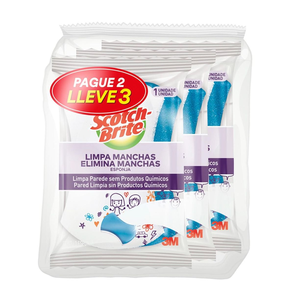 3M - Esponja Borramanchas P2LL3 Scotch Brite