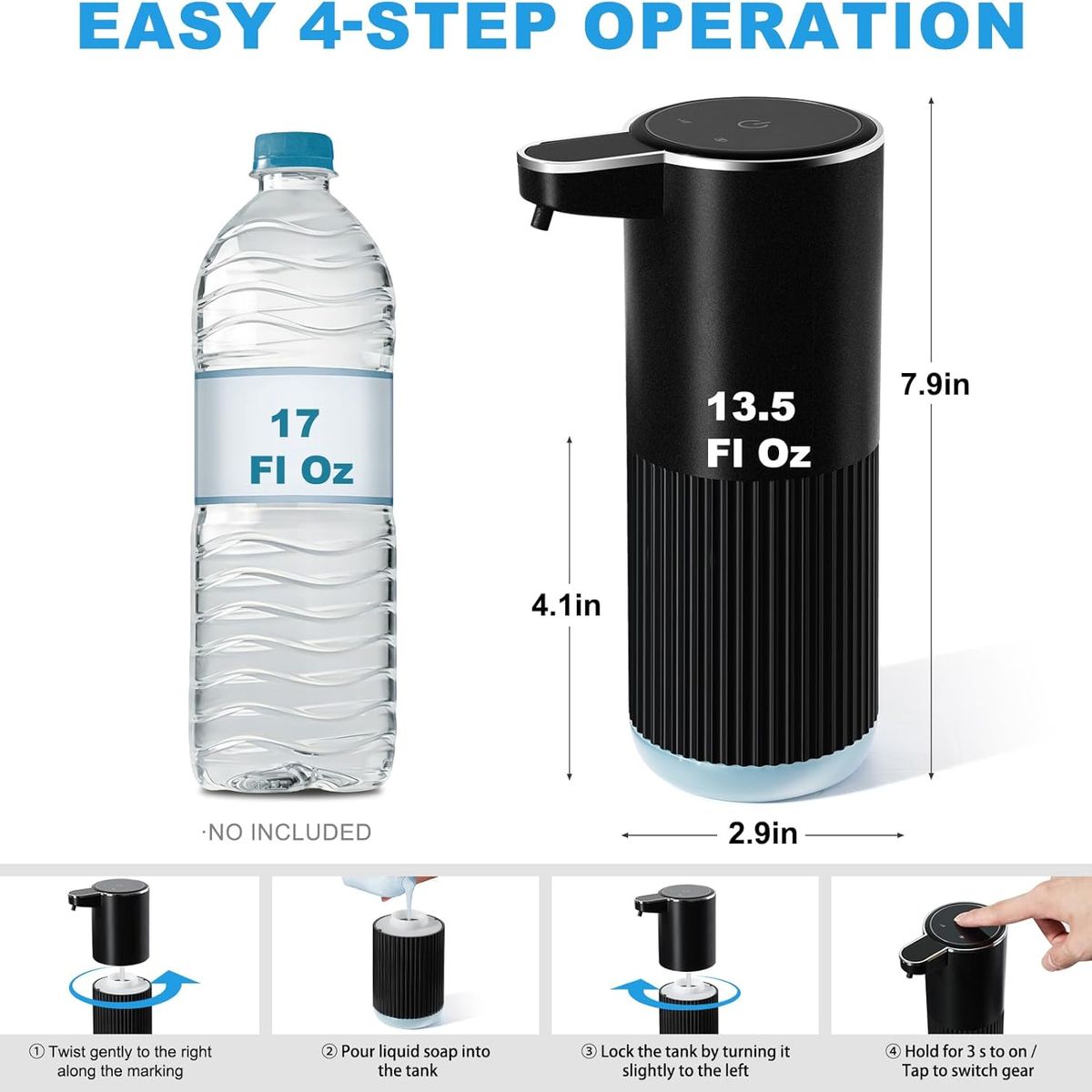 GENERICO - Dispensador Automático De Jabón Líquido Inteligente X2 Color Negro