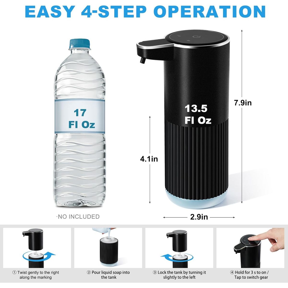 GENERICO - Dispensador Automático De Jabón Líquido Inteligente X2 Color Negro