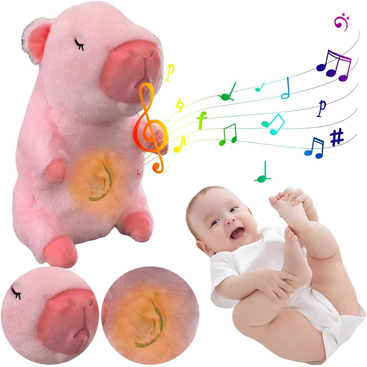 GENERICO - Capibara Peluche Que Respira Sonido Luz Unisex + Bateria