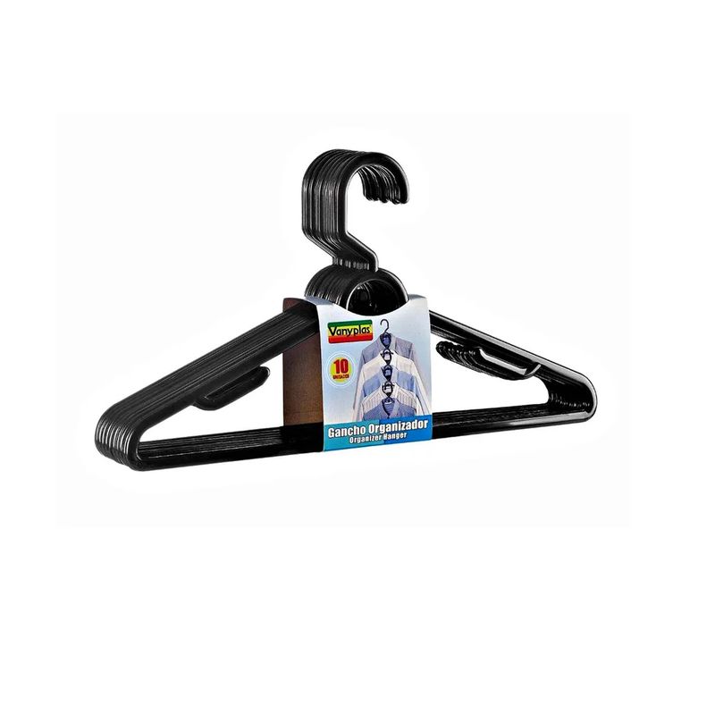 VANYPLAS - Gancho Para Ropa Vanyplas Plástico X 10 Negro