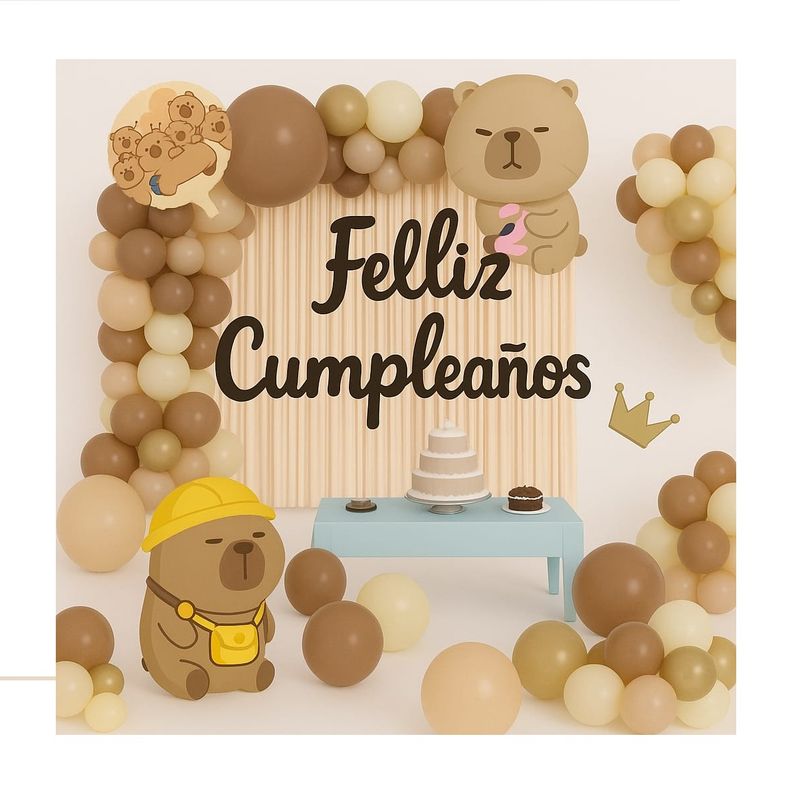GENERICO - Kit de globos Decoración Cumpleaños CAPIBARA X75 Piezas