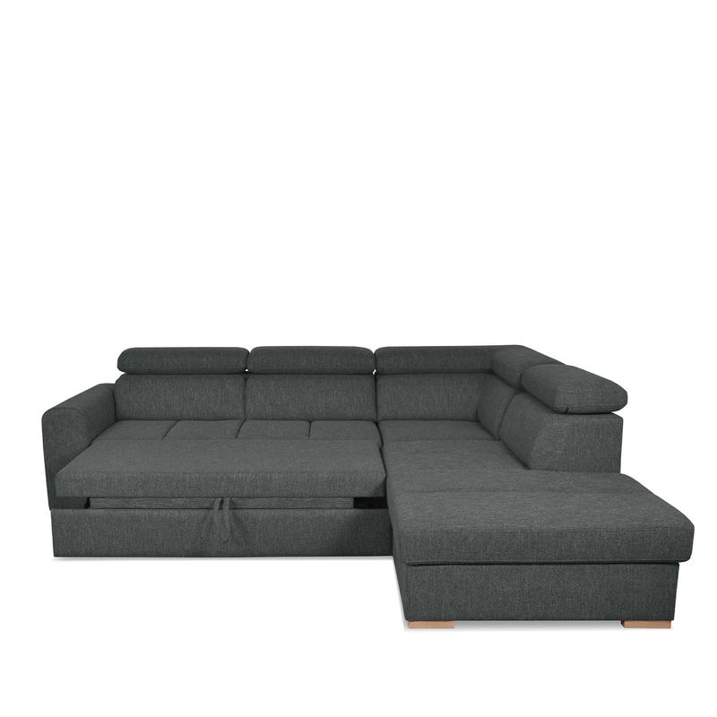 GENERICO - Sofacama en L gris oscuro con baúl y sistema extensible