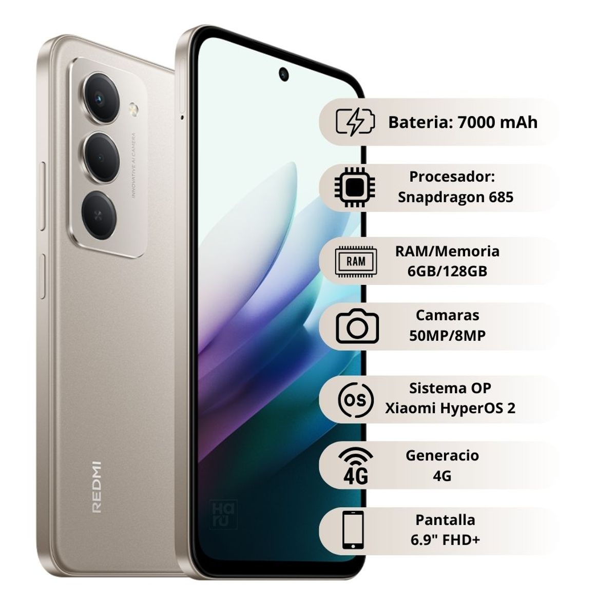 XIAOMI - Celular Xiaomi Redmi 15 4G 128GB/6GB RAM - Dorado