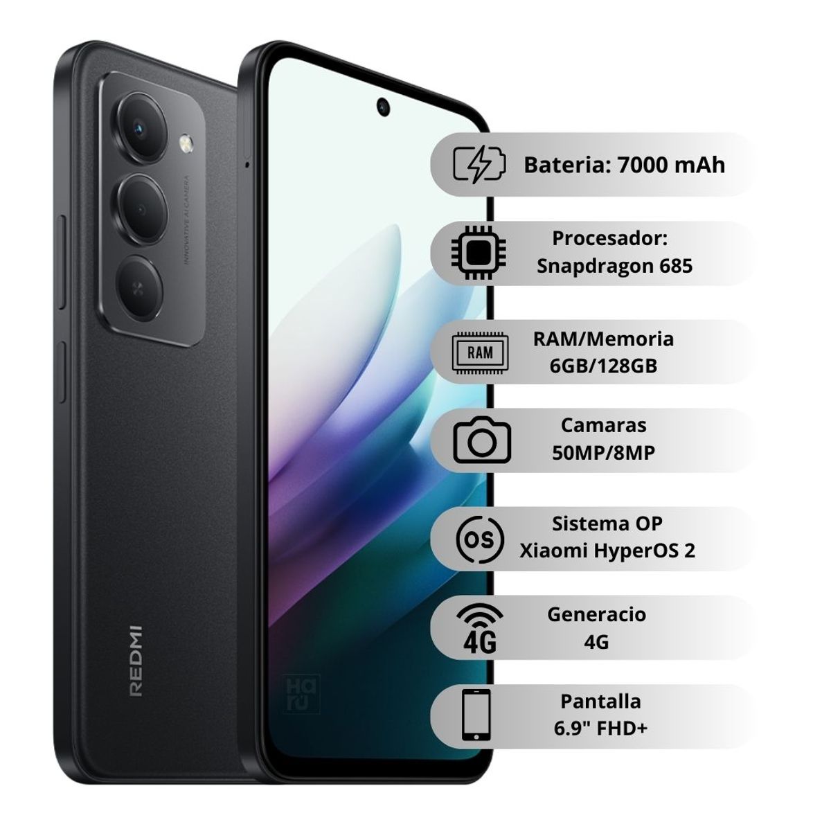 XIAOMI - Celular Xiaomi Redmi 15 4G 128GB/6GB RAM - Negro
