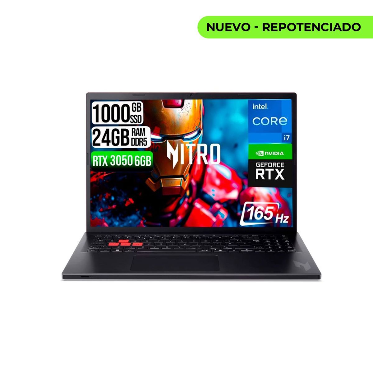 ACER - PORTATIL ACER NITRO LITE  INTEL I7-13620H RTX 3050 6GB SSD 1TB RAM 24GB 16" FHD 165Hz