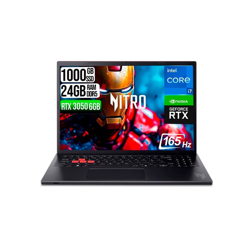 ACER - PORTATIL ACER NITRO LITE  INTEL I7-13620H RTX 3050 6GB SSD 1TB RAM 24GB 16" FHD 165Hz
