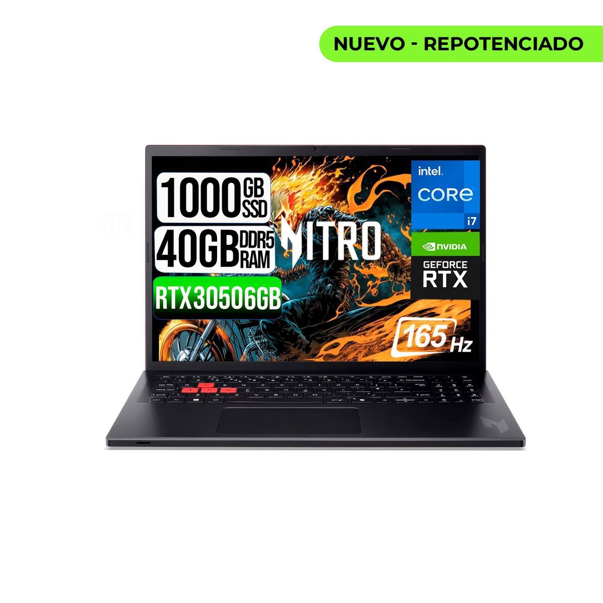 ACER - PORTATIL ACER NITRO LITE  INTEL I7-13620H RTX 3050 6GB SSD 1TB RAM 40GB 16" FHD 165Hz