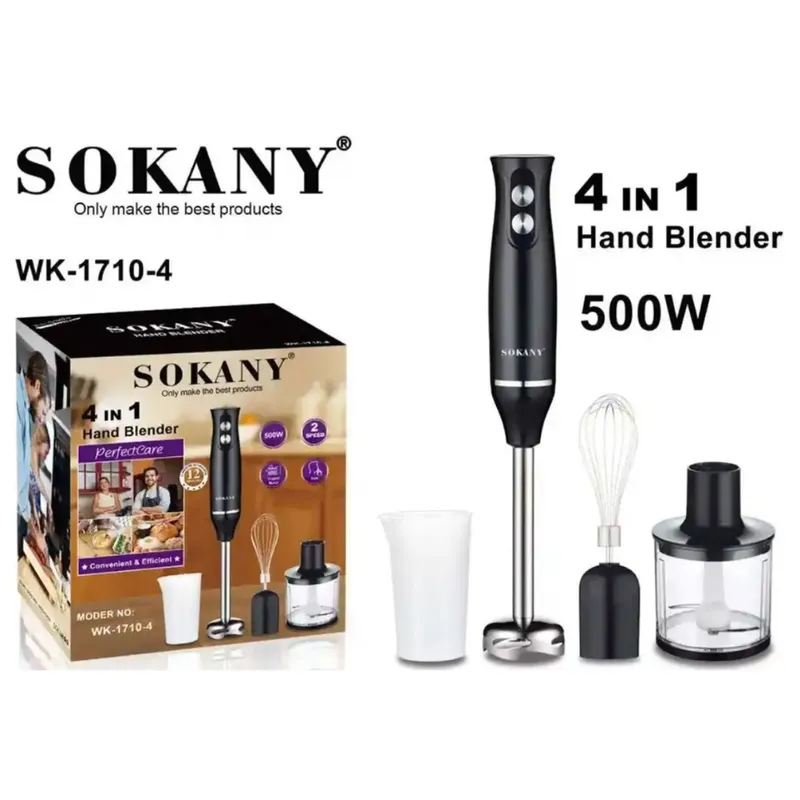 SOKANY - Batidora De Inmersión 4-en-1 Sokany 500W