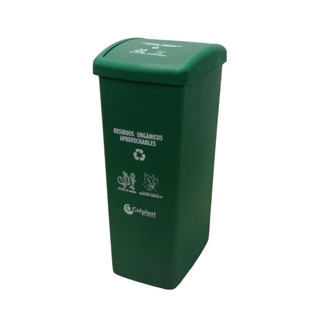 COLPLAST - Papelera Tapa Plana 55 Litros Colplast Verde