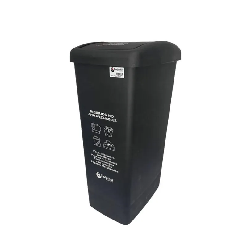 COLPLAST - Papelera Tapa Plana 55 Litros Colplast Negra