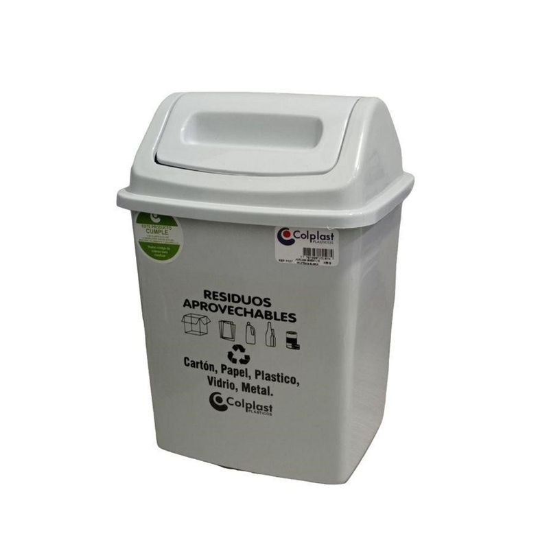 COLPLAST - Papelera Vaiven 7 Litros Colplast Blanca