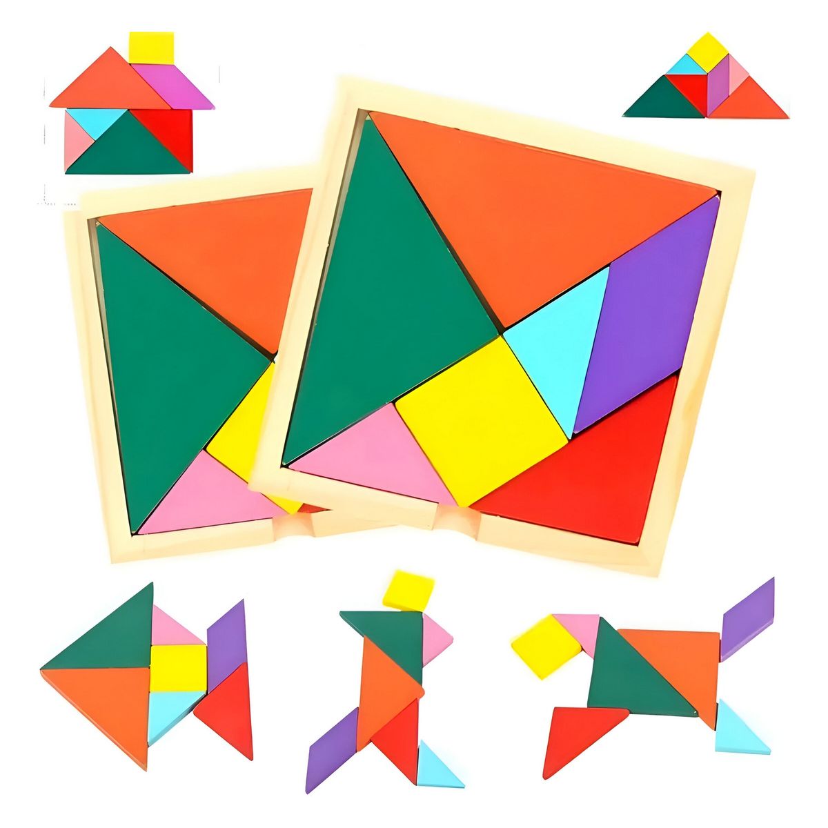 GENERICO - Juego Mesa Tangram Madera Aprendizaje Cognitivo Grande