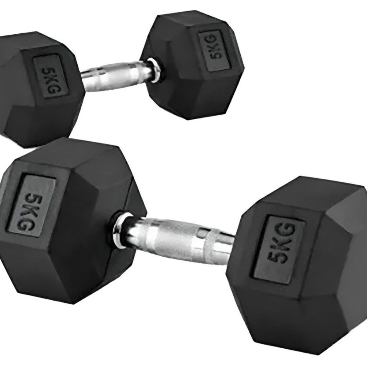 GENERICO - Par Mancuernas Hexagonales 5 KG Encauchetadas