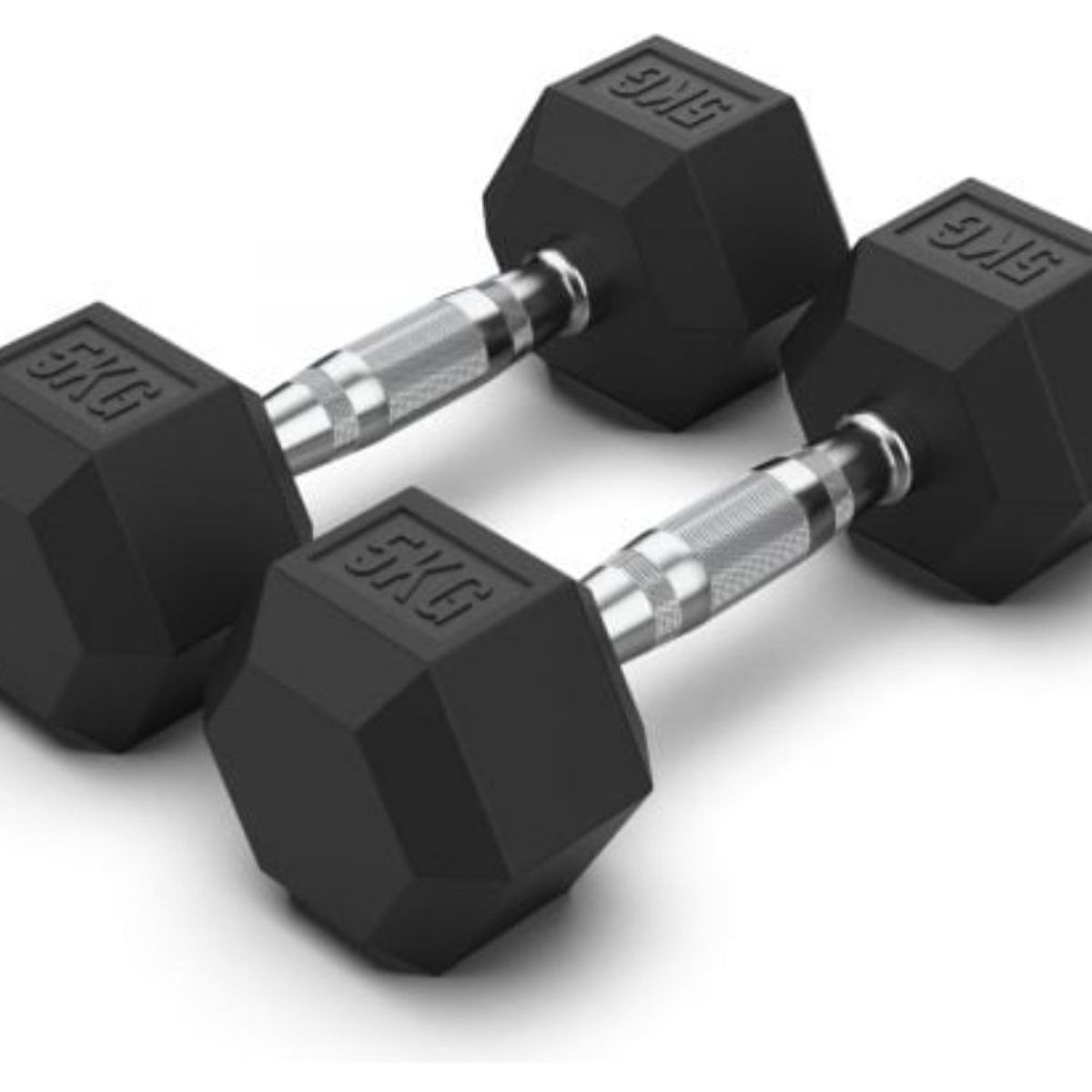 GENERICO - Par Mancuernas Hexagonales 5 KG Encauchetadas