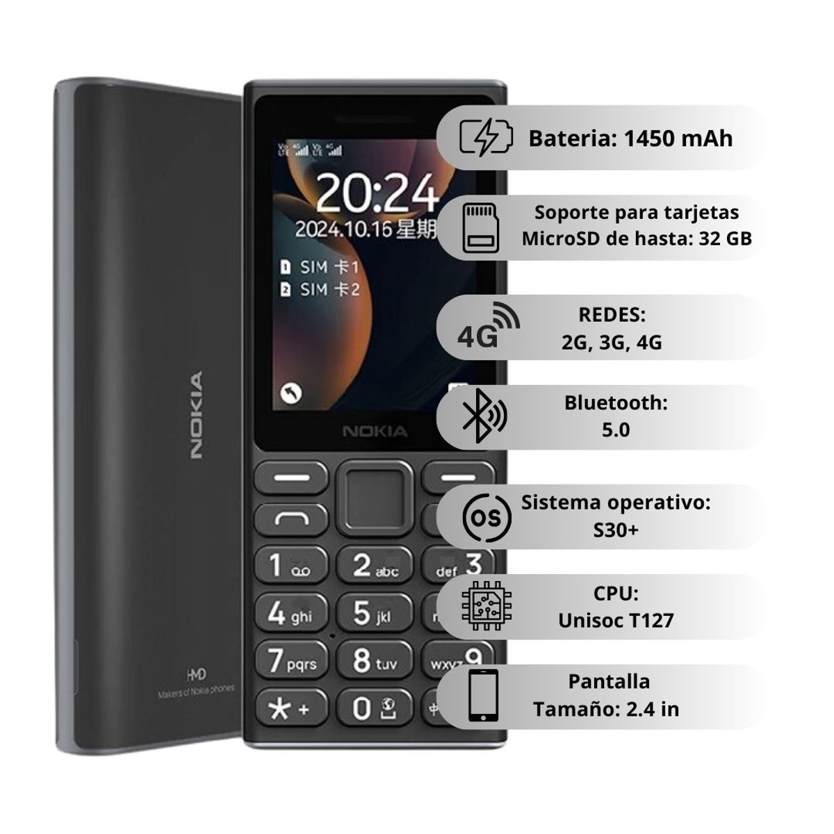 NOKIA - Celular Nokia 105 Dual Sim 4G - Negro