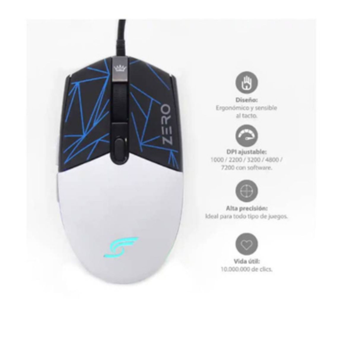 J&R - MOUSE GAMER PRO ZERO RGB BLANCO ALAMBRICO