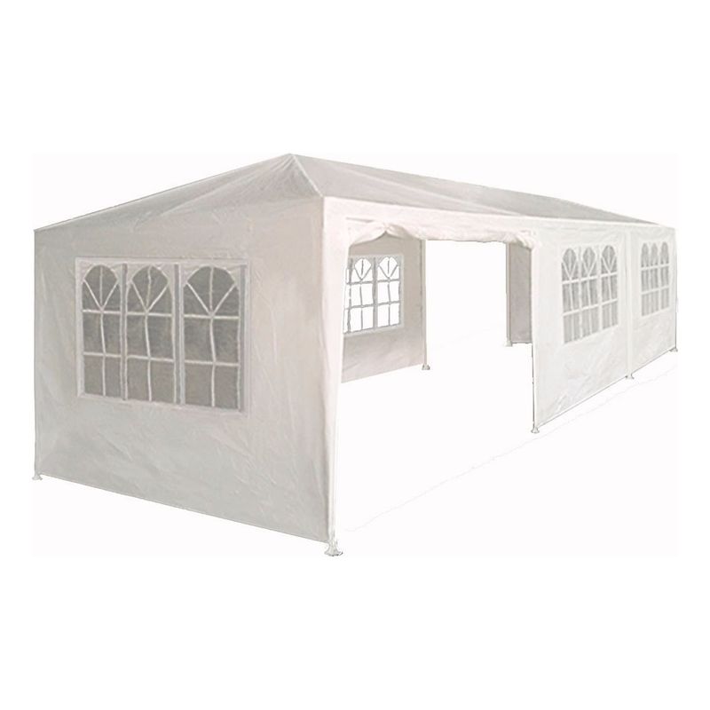 JARDIMEX - Toldo Carpa 9X3 Blanca Plegable Paredes Retráctiles Impermeable Protección Uv