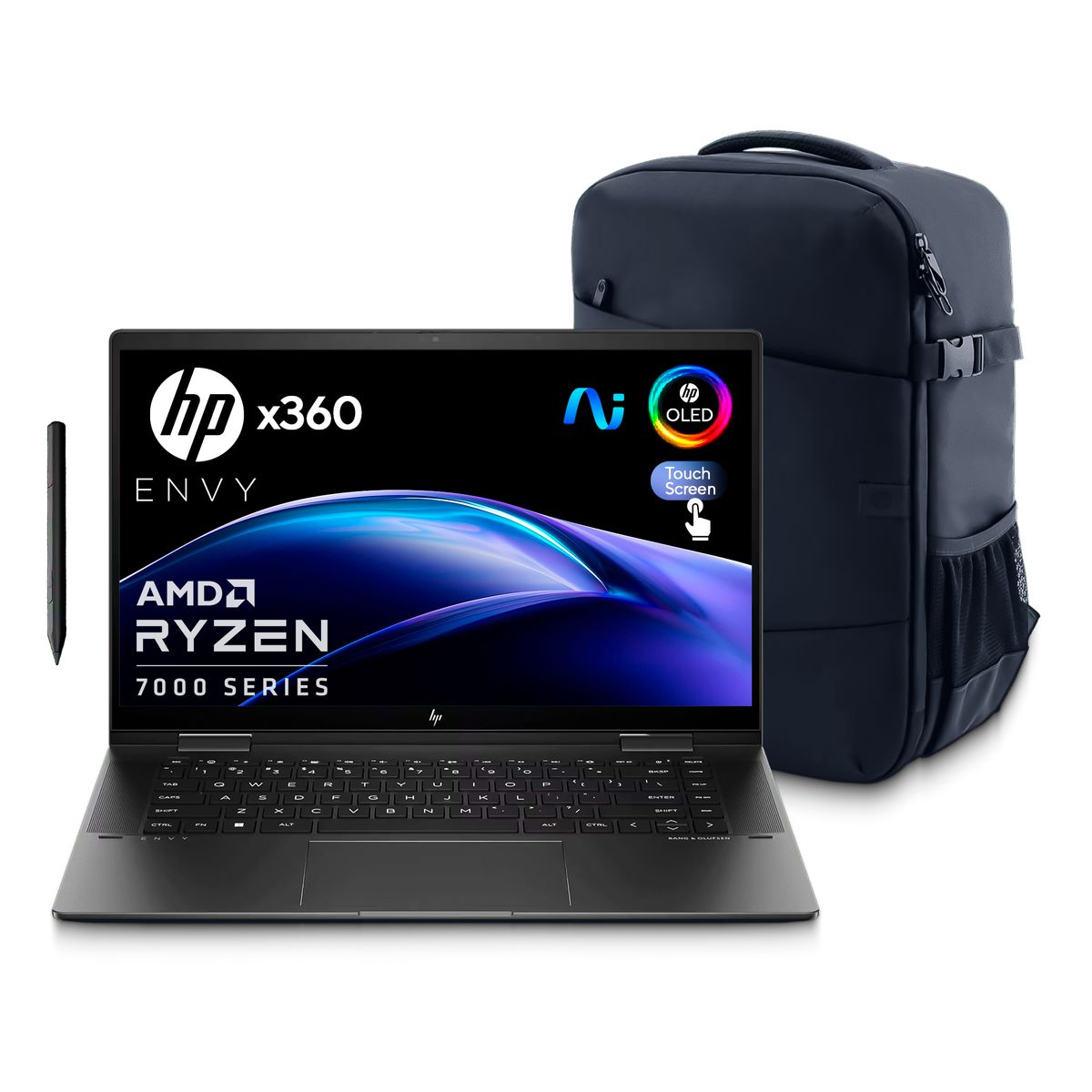 HP - Portatil HP ENVY x360 15-fh0001la 2-en-1 Touch OLED AMD R5-7530U 8GB RAM 512GB SSD