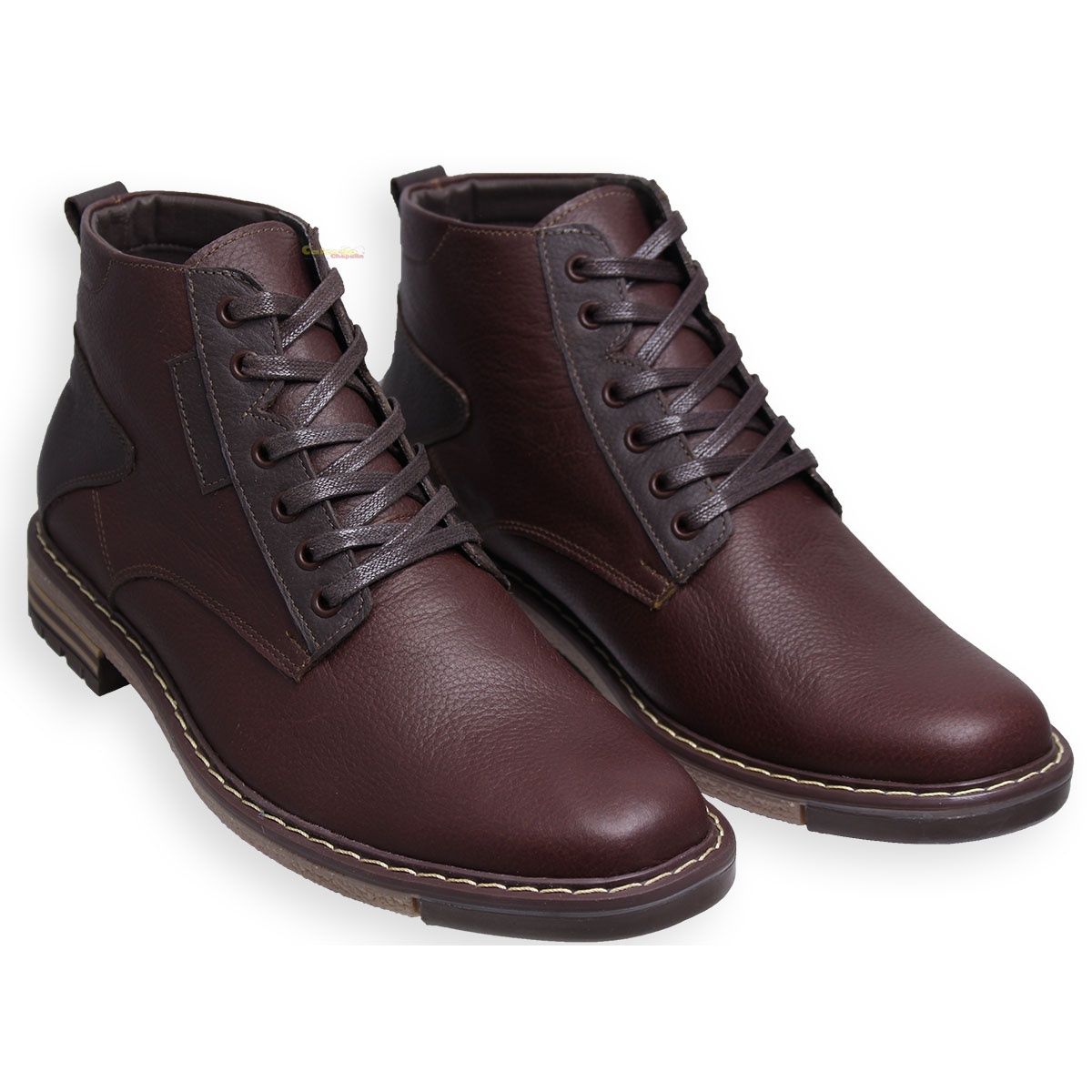 GENERICO - Botines Casuales De Amarrar Hombre Cuero