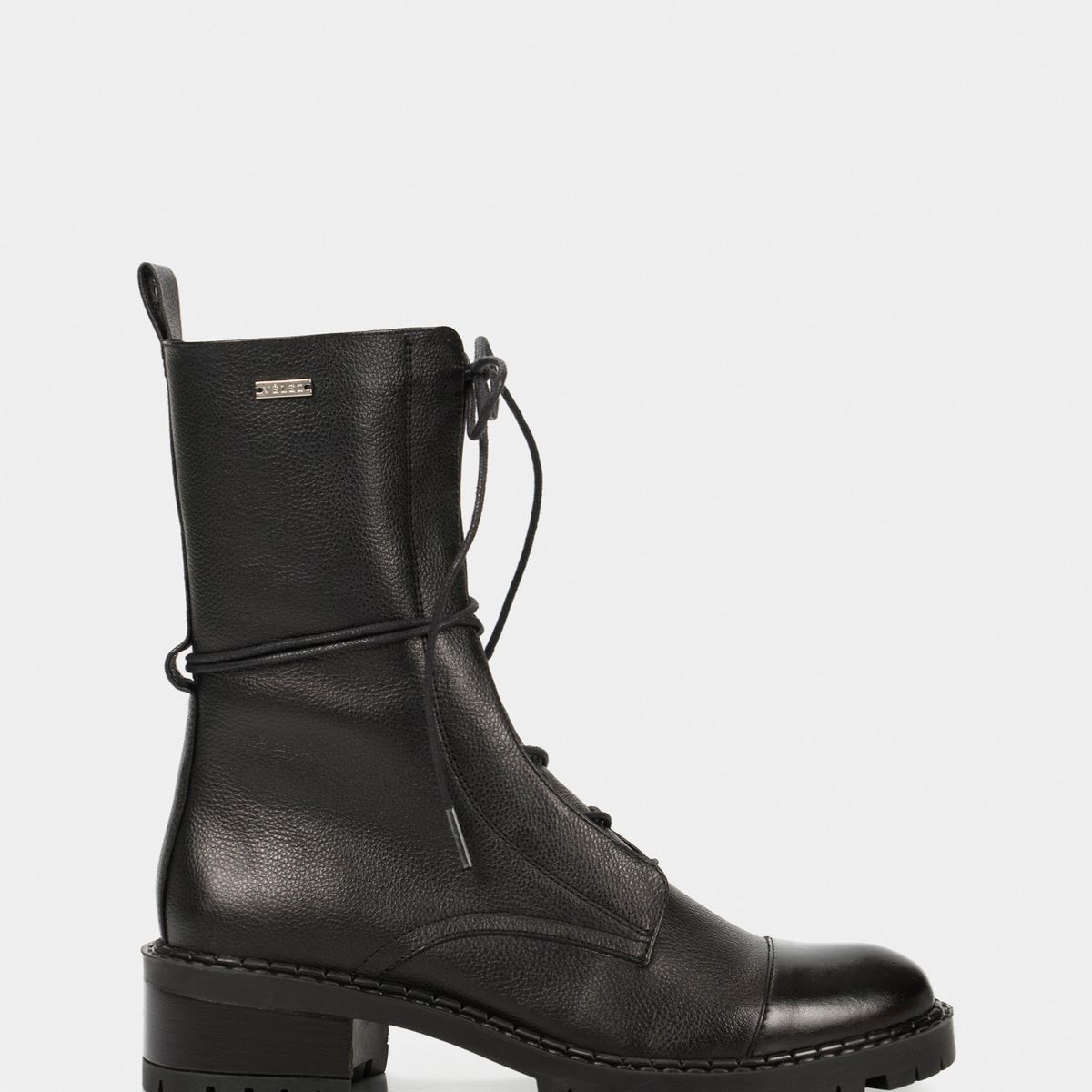 VELEZ - Vélez Botines Militar Paramo De Cuero Para Mujer Cordones Negro