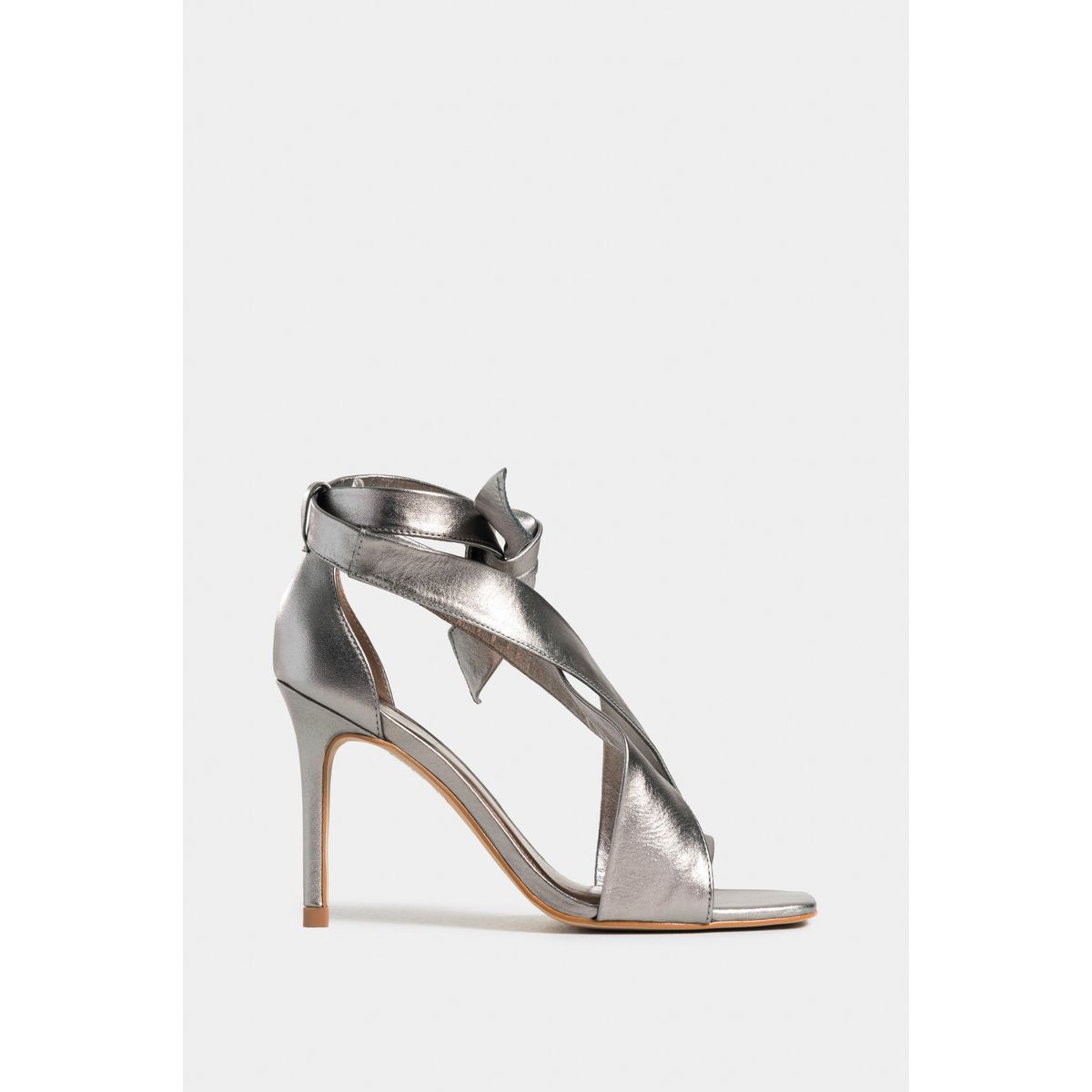 VELEZ - Vélez Sandalia Tacón Nucifera De Cuero Para Mujer Straps Plata