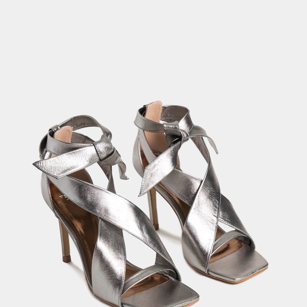 VELEZ - Vélez Sandalia Tacón Nucifera De Cuero Para Mujer Straps Plata