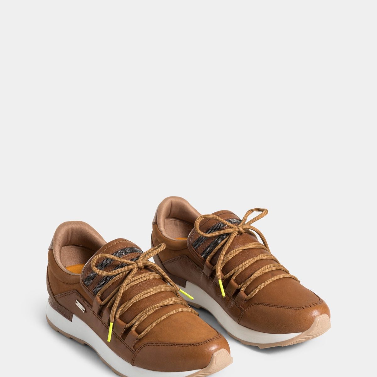 VELEZ - Vélez Zapatos Cordón Napoles 2.0 Cuero Mujer Punteras Contraste Miel