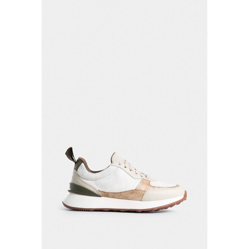 VELEZ - Vélez Tenis Aurora De Cuero Pelo Para Mujer Detalle Folia Blanco